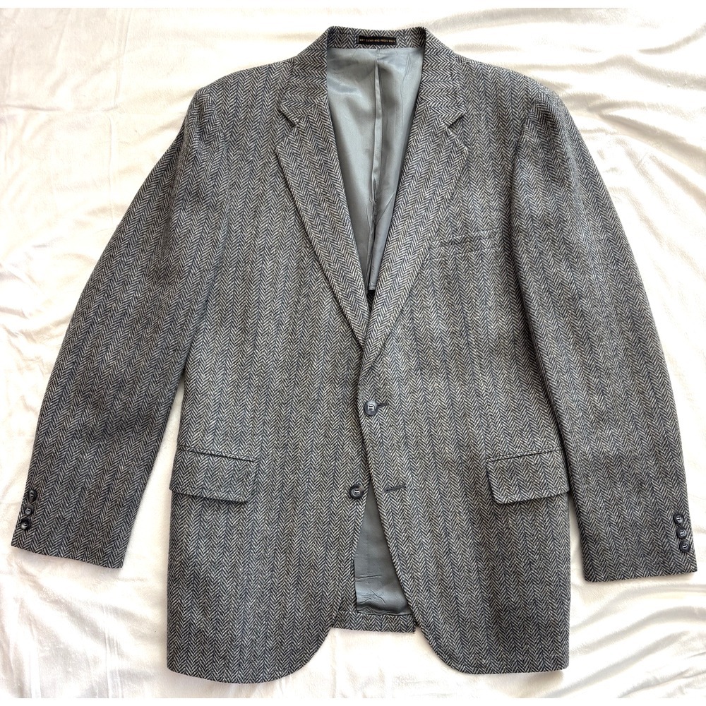 Men's Gray Herringbone Sport Coat Blazer - Tailored Classic